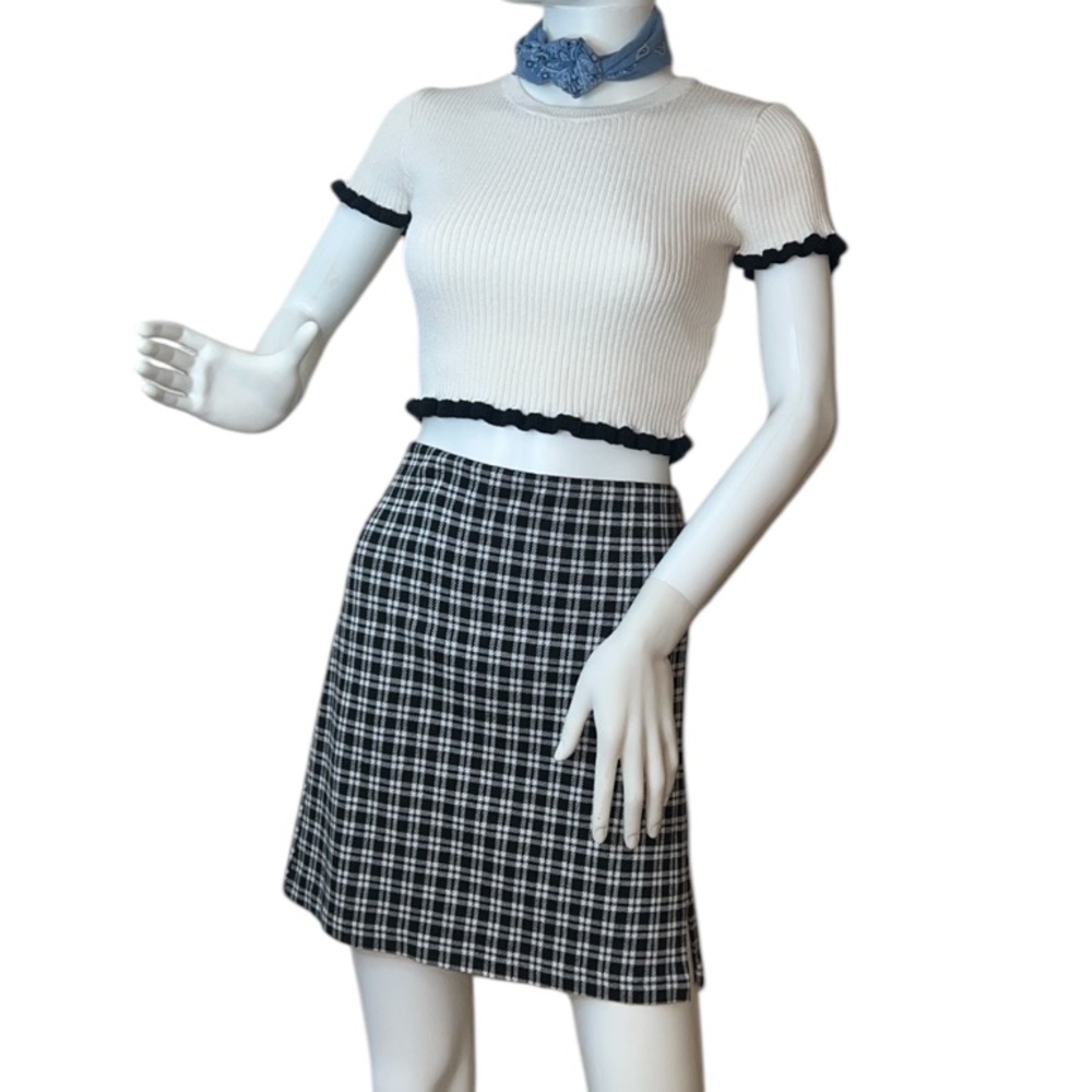 DIVIDED Womens Academia plaid Skirt pull-on H&M size L
